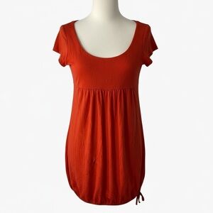 Hypnotik  Orange Babydoll Tunic Dress Bubble Hem Side Tie Sz L